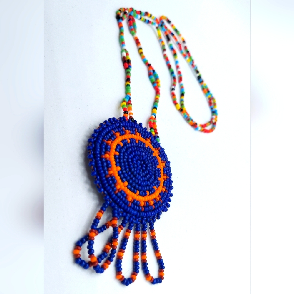 Seed bead Medallion necklace southwest style